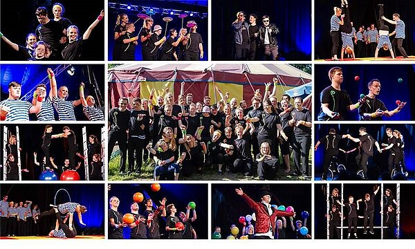 Verschiedene Szenen aus der Aufführung des Zirkus im Schanzenzelt 2019